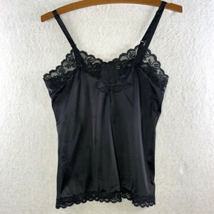 Vintage Richform Women Lingerie Cami Slip Top Sz XS/S Rose Applique Fairy Grunge